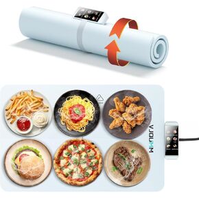 Warming Mat for Food,Elegant Electric Warming Tray, Hot Plate Electric, Perfect for Keeping Holiday Meals, Buffets, and Parties Food Warm,Tortilla Warmer More 24.80 x 15.35 x 0.51 inches (Light blue)