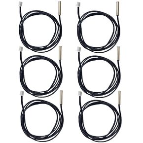 6Pcs NTC 10K Temperature Sensor Probe Support - 25°c to 125°c with 5 * 25mm Stainless Steel Housing Line Length 1M