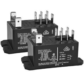 T92P11D22-12 Power Relay (Pack of 2) - DPDT, 12V DC, 30A General Purpose Relay