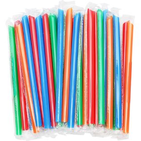 50 Individually Wrapped Boba Straws, Multi Color Plastic Milkshake Straws, Jumbo Smoothie Straws, Disposable Wide-mouthed Large Straws