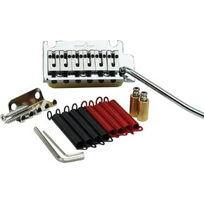 Guyker Guitar Tremolo Bridge with Brass Roller Saddle String Space 10.5mm & Brass Block & Spring and Claw, Pop-In Vibrato Bar, Complete Install Kit for Start ST Electric Guitar(GG-2001, Chrome)