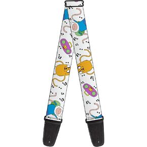 Buckle-Down Cartoon Network Guitar Strap, Adventure Time Finn and Jake Long Arms Dancing Pose White, 2 Inches Wide