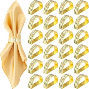 Tioncy 100 Pcs Stainless Steel Napkin Rings Gold Diamond Napkin Holders Rings Semicircle Modernist Metal Napkin Rings Bulk Serviette Buckles for Table Decorations Wedding Dinner Party