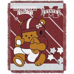 Officially Licensed NCAA Mississippi State Bulldogs "Fullback" Jacquard Baby Throw Blanket, 36" x 46", Multi Color