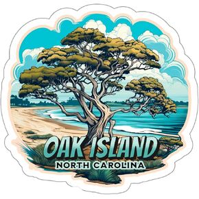 Oak Island North Carolina Sticker Travel Weatherproof Souvenir Decal Vinyl Small Waterproof for Water Bottle Mug Passport Notebook Laptop Computer Phone Car Stickers Size 4" ID44990