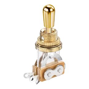 MECCANIXITY 3 Way Short Straight Guitar Toggle Switch Pickup Selector Gold with Gold Tip Knob Caps for Electric Guitars Parts Replacement
