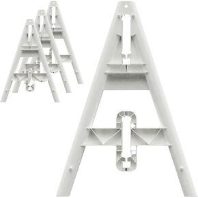 Plasticade Omni A-Frame Traffic Barricade Legs, Durable High-Density Polyethylene Frame for Traffic Safety Barriers, Signs and Boards, Easy Set-Up and Storage with Stacking Lugs, White, 4 Pack