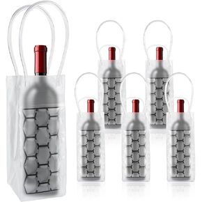 6 Pack Ice Wine Bag with Handle, Portable Wine Chiller Bag, Wine Cooler Gift Bag, Bottle Cooler Bag for White Wine Red Wine Champagne Sparkling Wine, Outdoor Picnic Party Beach Birthday Bachelor Party