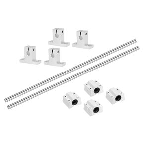 uxcell 2 Pcs 8mm x 400mm Linear Motion Rail Shaft Slide Guide with 4 Pcs SCS8UU Bearings and 4 Pcs SK8 Rail Support Linear Motion Rod Shaft Guide Set for CNC Machine 3D Printer, Silver