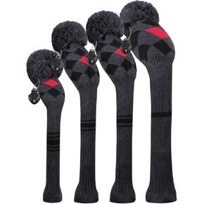Scott Edward Knit Wood Golf Club Head Covers 4 Pieces Knitted Item Fit Over Well Driver Wood(460cc) Fairway Wood and Hybrid(UT)