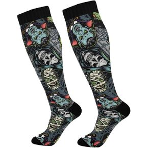 Scary Vampire Compression Socks for Women Men Knee High Running Socks for Medical Running,1 Pair