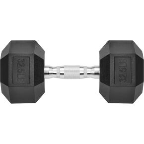 Hex Dumbbells Rubber Coated Cast Iron Hex Black Dumbbell Free Weights for Exercises 32.5 Pounds/Single