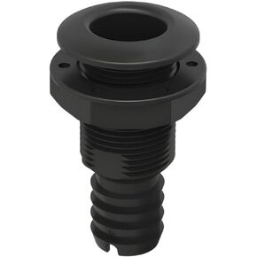 SEAFLO Thru Hulls Fitting Thru-Hull with Check Valve, 5/8", 3/4", 1", 1-1/8", 1-1/4", 1-1/2", or 2" Sizes, White/Black, Polypropylene/Nylon, 4-Year Warranty, (Choose Color, Size, and Pack Size)