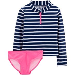 Carter's Girls' 2-Piece Swimwear Set (as1, Age, 2_Years, Stripe Navy/Pink) in Saudi Arabia