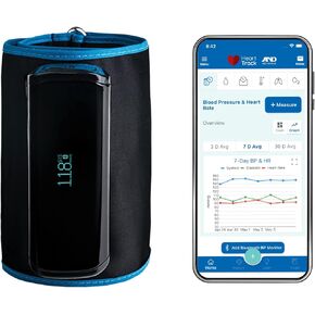 A&D Medical UltraConnect Upper Arm All-in-One Blood Pressure Monitor with Bluetooth, Blood Pressure Cuff (22 - 42 cm Range), One Click Operation