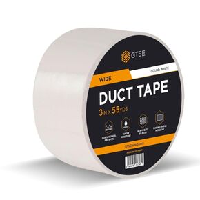GTSE Wide Duct Tape, White, 3 Inches x 55 Yards (164 ft), Heavy Duty, Waterproof Repair Tape for Indoor or Outdoor Use, 1 Roll