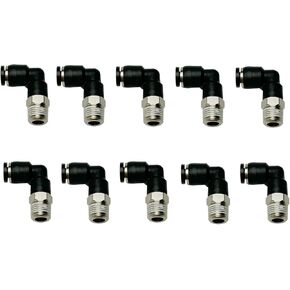 Pneumatic Elbow Push to Connect Fitting 1/8 Inch Tube OD x 1/8 NPT Male Thread,90 Degree Elbow Pneumatic Tube Connector PL1/8-N1(Pack of 10)
