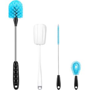 4 Pack Bottle Brush Narrow Neck Cleaning Set, Long Handle Stainless Steel Water Bottle Cleaning Brush, Cleaning Beer Bottles, Milk Bottles, Mugs, Cups, Straws, Lids