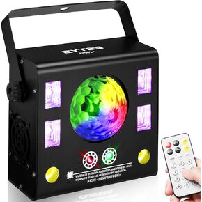 Disco Light Party Light, EYTSE LED Effect Light 4 in 1 with Magic Ball, Red Green Patterns, Strobe Lights and UV Light, Remote Control, Great for Stage & DJ Lighting, Wedding Church Club Disco Party