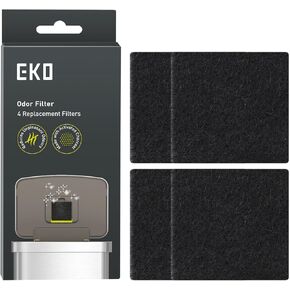 EKO Trash Can Odor Filter Refills for Trash Can and Compost Bin, Activated Charcoal Deodorizer, Strong Charcoal Odor Absorber, Pack of 4 Replacements