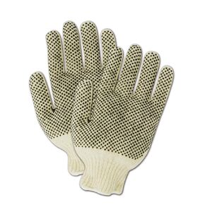 MAGID MultiMaster Knit Double Dot Glove, 12 Pairs, Two-Sided Plastic Dots, 10" Length, Natural