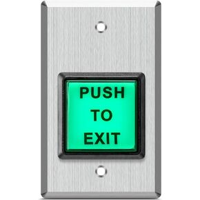 Push to Exit Button, Briidea Indoor Green Square Request to Exit Button with Green LED Square, Made of Stainless Steel, Sturdy & Durable