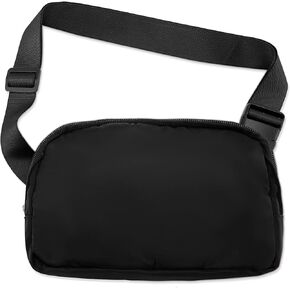 Crossbody Bags for Women Mini Belt Bag with Adjustable Strap for Travel Fitness Outdoor Workout Running Hiking Traveling (Black)