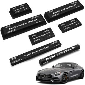 7PCS Sanding Block Kit, AHIER Flexible Sanding Blocks Auto Body, EVA Foam Wet or Dry Automotive Sanding Blocks for Automotive Car Bodywork Paint and Woodworking(Black)