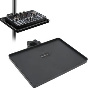 Microphone Stand Tray, 6.5x8.7in Mic Stand Clamp On Rack Tray Holder, Music Stand Accessories for Mic, Sound Card, Cell Phone