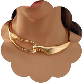 Gold Punk Choker necklace Geometry Collarbone Necklace 3D Lock Buckle Clavicle Necklace for Women Jewelry