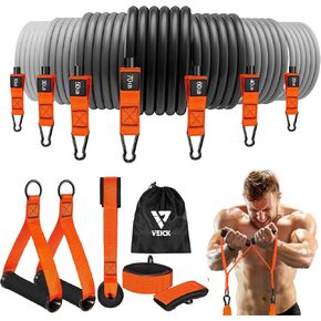 VEICK Resistance Bands for Working Out, Exercise Bands with Handles, Elastic Workout Bands for Men Women, Exercising Bands for Strength Training Equipment at Home Gym