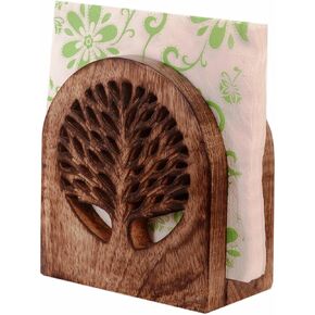 Wooden Tree Of Life Design Napkin Holder Flat Scroll Collection, Bar Napkin Holder for Tables, Tableware Tissue Holder, Farmhouse Napkin Dispenser, 5.5 * 3 * 6" Style 6