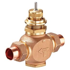 Johnson Controls VG7251ET Series VG7000 Bronze Globe Valve, Two-Way Push-Down-to-Close, Brass Trim, Union Globe End Connection, 1/2" Valve Size, 1.8 Cv