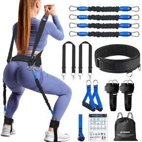 Resistance Bands for Workout, Vertical Jump Trainer Exercise Bands Set with Handles for Men & Women, Squat Bands for Legs & Butt with Door Anchor & Ankle Straps, 100lbs Strength Training Equipment