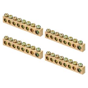 MECCANIXITY 4 Pcs Ground Bus Bar Terminal Grounding Bar Brass 8 Positions Grounding Bars Block for Electric Box