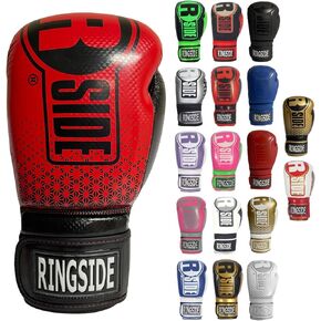 Ringside Apex Bag Gloves, IMF-Tech Boxing Gloves with Secure Wrist Support, Synthetic Boxing Gloves for Men and Women, Crimson and Black, S/M