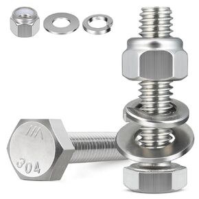 (18 Sets) 1/4-20 x 2 Hex Head Screw Bolt,Lock Nuts,Flat & Lock Washers Kits,304 Stainless Steel 18-8,Fully Threaded