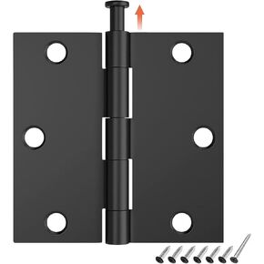 3 Pack Door Hinges 3.5 Inch with Square Corner, Matte Black Interior Door Hinge for Bedroom, Bathroom, Cabinet, and More