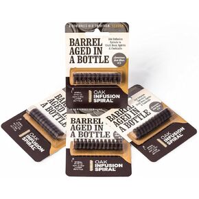 Barrel Aged in a Bottle Oak Infusion Spiral - Oak Spirals for Aging Whiskey, Wine, Brandy, or Spirits in the Bottle - Oak Bottle Spiral Fits in All Bottles - 4 packs, 2.5" Long