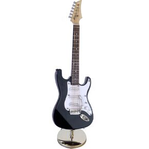 Broadway Gifts Black Electric Guitar Miniature Replica W/Case Musical Music Instrument Decor Gift
