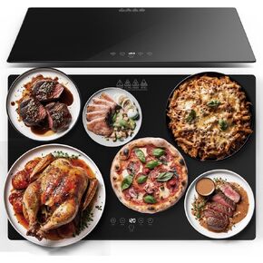 Large Electric Warming Tray（23.6"x15.7") Food Warmer with Thermostat and Full Surface Heating,Food Warming Mat with 9 Adjustable Temperature Control,6 Hours Timer,Ultra Slim Warming Tray