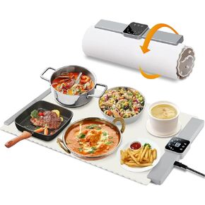 A&F Global Food Warming Mat, Roll Up Food Warmer with Fast & Even Heating, Premium-Grade Silicon Material, 5 Temperature Settings, Versatile Food Warmers for Parties, Buffets, and Home Use