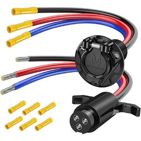 MICTUNING Trolling Motor Plug and Receptacle 12V Quick Connect Socket Compatible With Minn Kota Marine Boat Kayak, 3 Wire 10 Gauge Male Female Trolling Motor Connector