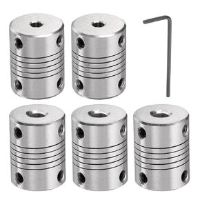 uxcell 5 Pcs Aluminum Alloy Shaft Coupling 4mm to 5mm, Flexible Coupling Motor Connector Joint, Stepper Motor Coupler for CNC Machine & 3D Printer (L25xD19)