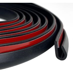 Rubber Edge Trim Black, U Channel Rubber Seal Strip with Self-Adhesive Tape, Metal Edge Protector Fit for 0.15", 25Ft