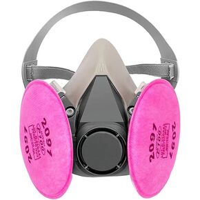 Reusable Half Face Cover, 2091 Filter and Earplugs for Paint, Used for Painting, Dust, Welding, Metal Cutting,Organic Vapor Gas Perfect for House DIY