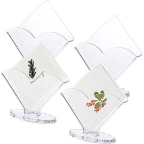 4 Pack Cocktail Napkin Holder, Acrylic Napkin Holder, Clear Napkin Holder, Coffee Filter Holder, Modern Design, Decorative Clear Caddy Beverage Napkin Holder for Tables and Kitchen Decor