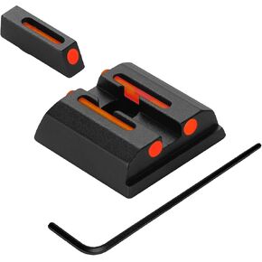 No-Tritium Fiber Optic Sights, Red/Green Front and Rear Sight for Taurus, Fiber Optic Base Mount Plate for Taurus G2C, G3, G2, G2S, PT140, PT111, TX22, 740, 709, Sights Set