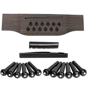 12 String Acoustic Guitar Bridge Set, 12 Pins, Nut and Saddle Replacement Kit for Enhanced Sound