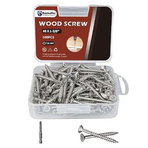 Wood Screws Deck Screws #8 X 1-5/8", 100 Pcs Torx Screws Exterior Wood Screws, Construction Fence Screws, 304 Stainless Steel, T20 Torx Bit Included